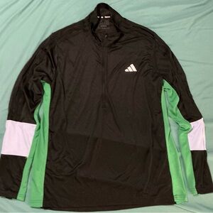 Adidas Training Black and Green Performance Jacket with Color-Block Design